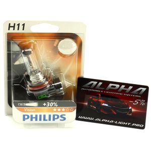 Галогеновая лампа H11 Philips Vision +30% 12362PRB1 12v 55w