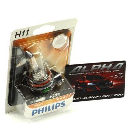 Галогеновая лампа H11 Philips Vision +30% 12362PRB1 12v 55w